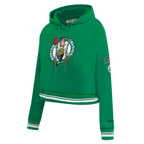 NBA BOSTON CELTICS RETRO CLASSIC WOMEN'S RIB CROPPED PULLOVER HOODIE (KELLY GREEN)
