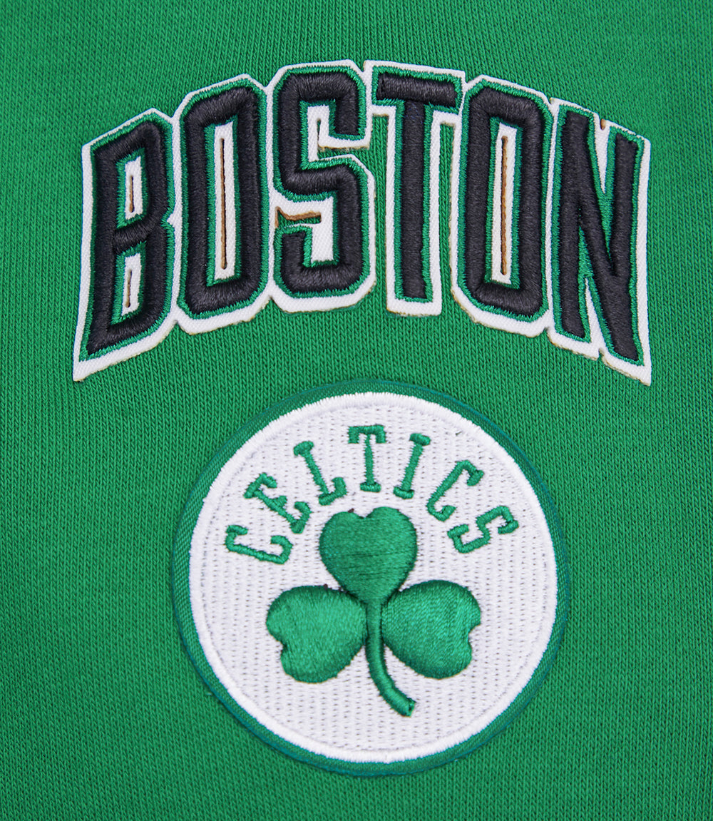 NBA BOSTON CELTICS RETRO CLASSIC WOMEN'S RIB CROPPED PULLOVER HOODIE (KELLY GREEN)
