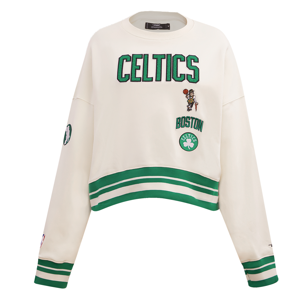 NBA BOSTON CELTICS RETRO CLASSIC CHANDAIL À COL ROND CÔTELÉ POUR FEMME (COQUILLE D'ŒUF/VERT KELLY)
