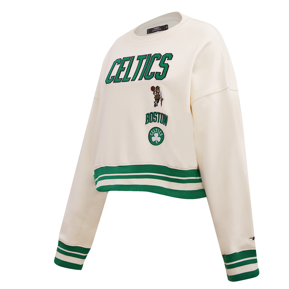 NBA BOSTON CELTICS RETRO CLASSIC WOMEN'S RIB CREWNECK (EGGSHELL/ KELLY GREEN)