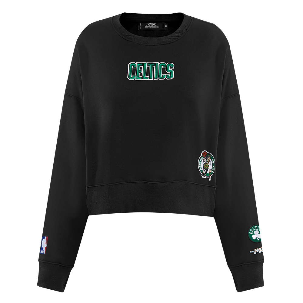 NBA BOSTON CELTICS WINGSPAN WOMEN'S FLEECE CREWNECK (BLACK)