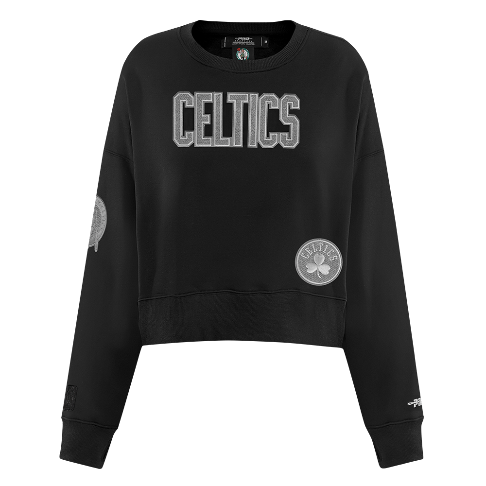 NBA BOSTON CELTICS REVERSE FRENCH TERRY WOMEN'S FLEECE CREWNECK (BLACK)