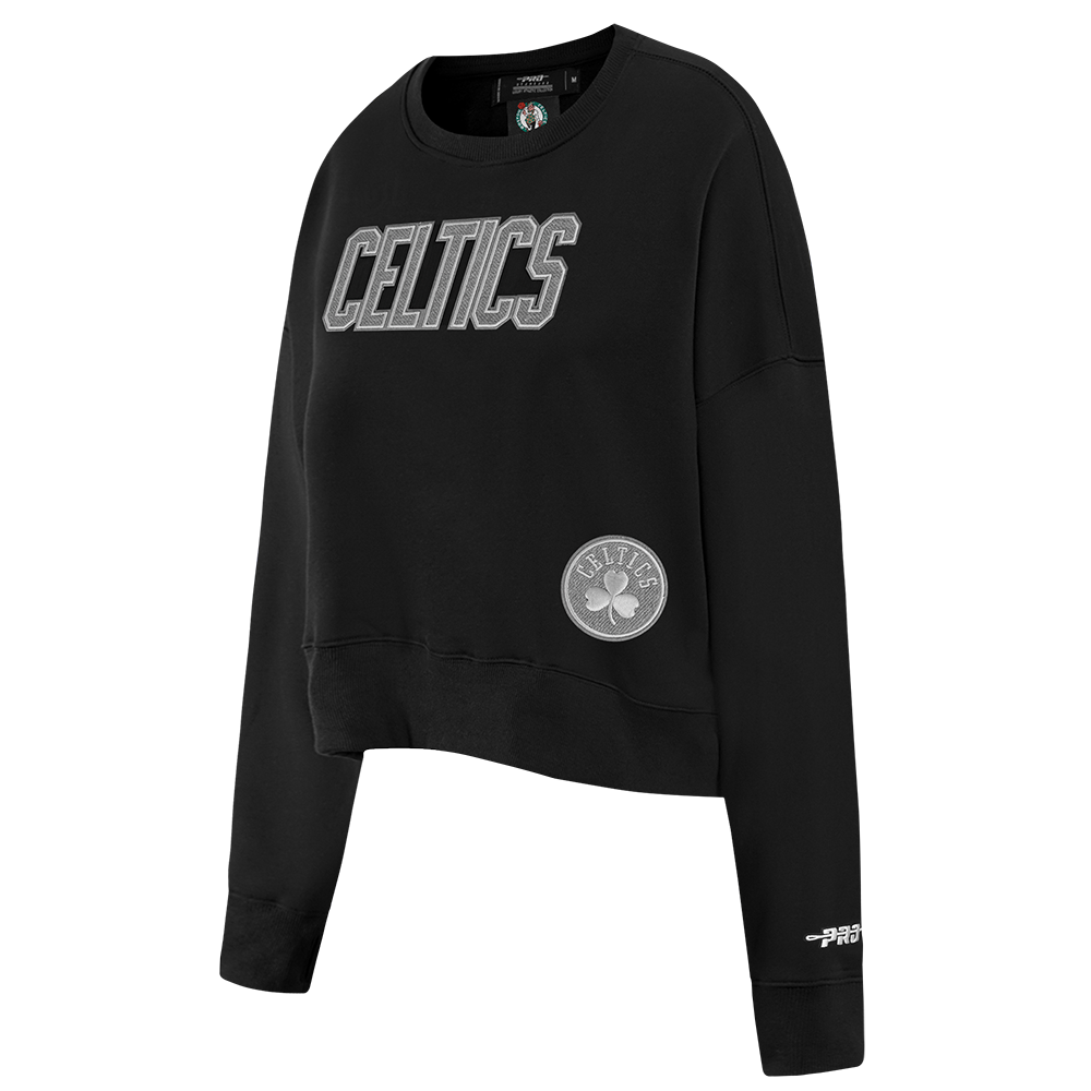 NBA BOSTON CELTICS REVERSE FRENCH TERRY WOMEN'S FLEECE CREWNECK (BLACK)