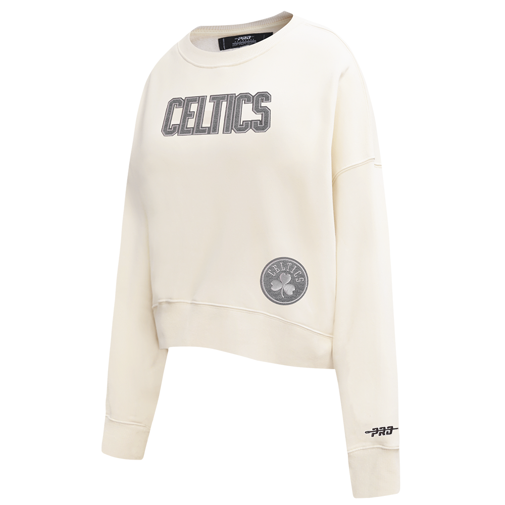 NBA BOSTON CELTICS REVERSE FRENCH TERRY WOMEN'S FLEECE CREWNECK (EGGSHELL)