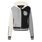 NBA BOSTON CELTICS REVERSE FRENCH TERRY WOMEN'S CROPPED FULL ZIP HOODIE (BLACK/GRAY/EGGSHELL)