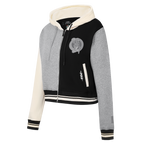 NBA BOSTON CELTICS REVERSE FRENCH TERRY WOMEN'S CROPPED FULL ZIP HOODIE (BLACK/GRAY/EGGSHELL)