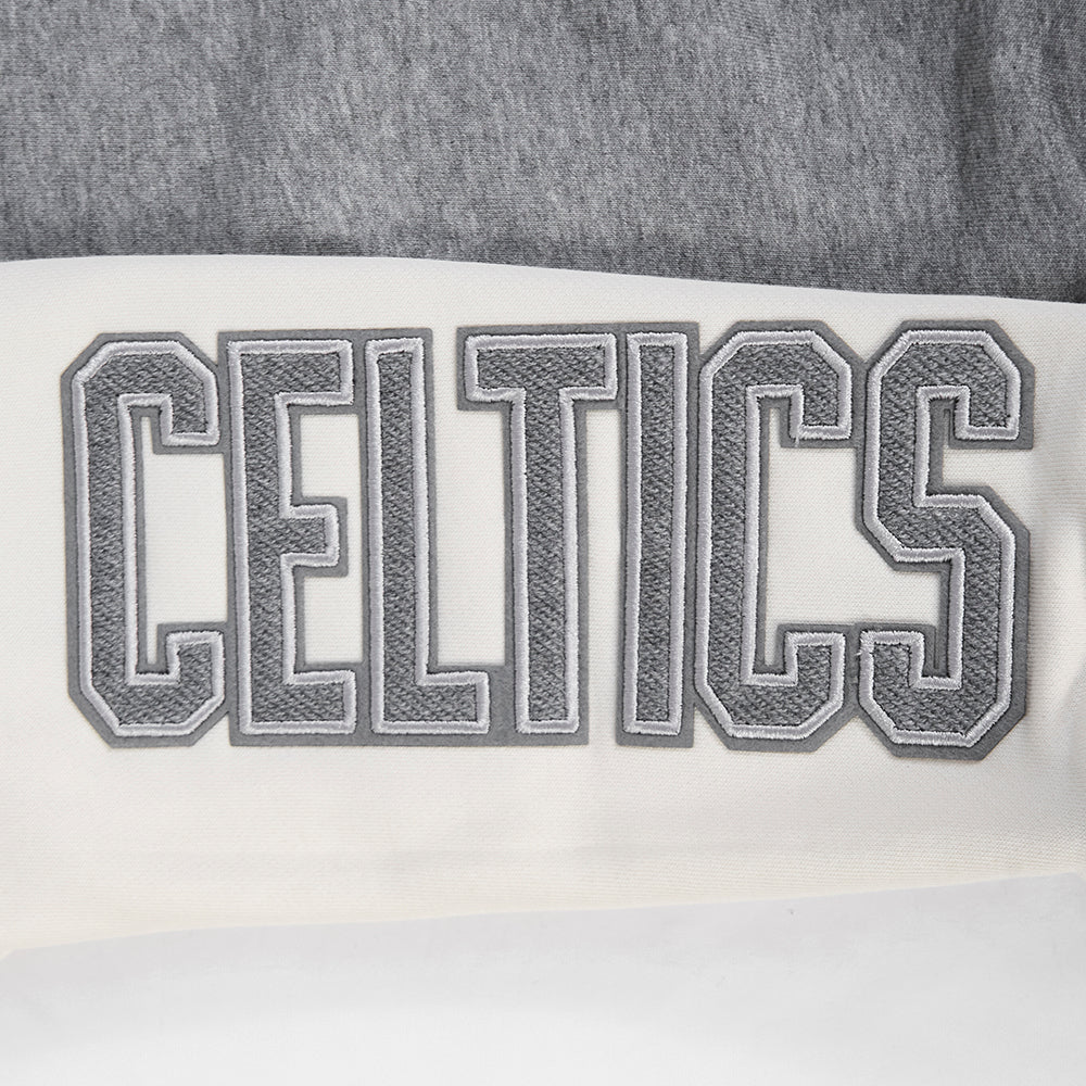 NBA BOSTON CELTICS REVERSE FRENCH TERRY WOMEN'S CROPPED FULL ZIP HOODIE (BLACK/GRAY/EGGSHELL)