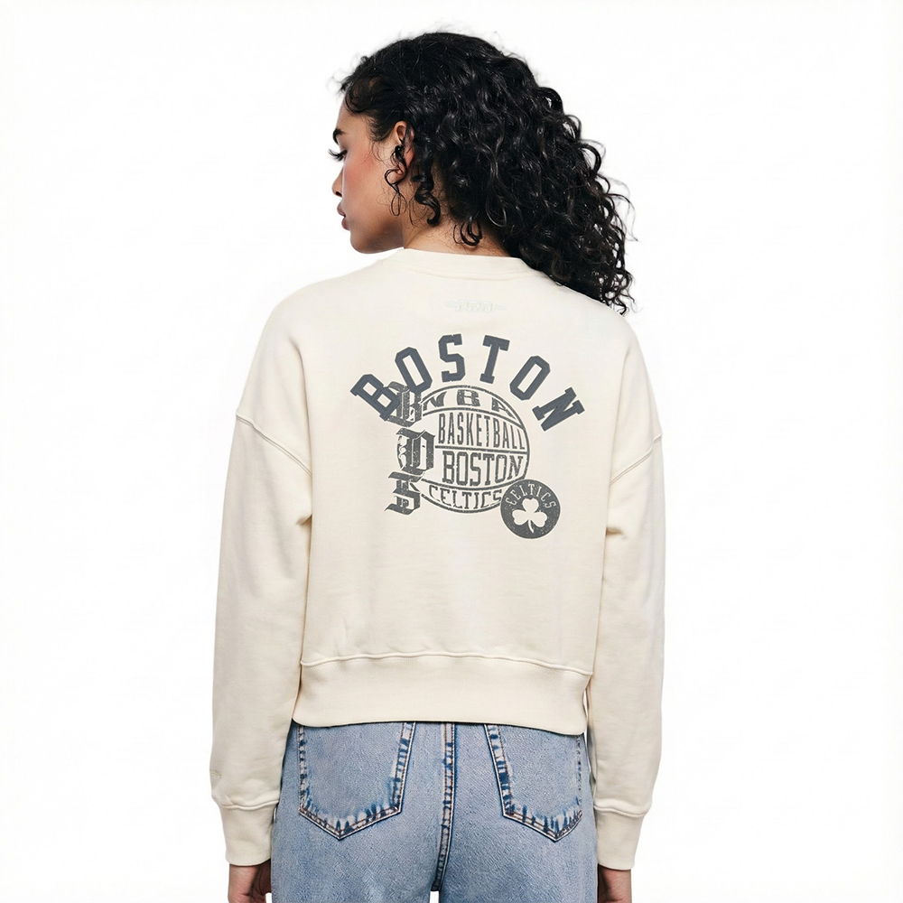 NBA BOSTON CELTICS STREET TEAM WOMEN'S FLC CREWNECK (EGGSHELL)