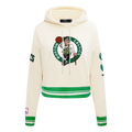 NBA BOSTON CELTICS RETRO CLASSICS CHANDAIL À CAPUCHON COURT POUR FEMME (COQUILLE D'ŒUF/VERT KELLY)