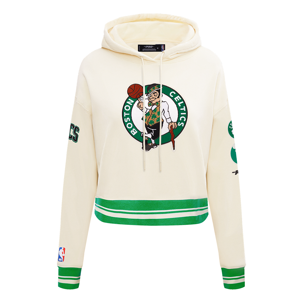 NBA BOSTON CELTICS RETRO CLASSICS CHANDAIL À CAPUCHON COURT POUR FEMME (COQUILLE D'ŒUF/VERT KELLY)