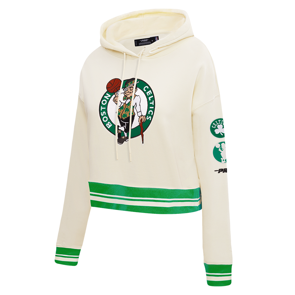 NBA BOSTON CELTICS RETRO CLASSICS CHANDAIL À CAPUCHON COURT POUR FEMME (COQUILLE D'ŒUF/VERT KELLY)