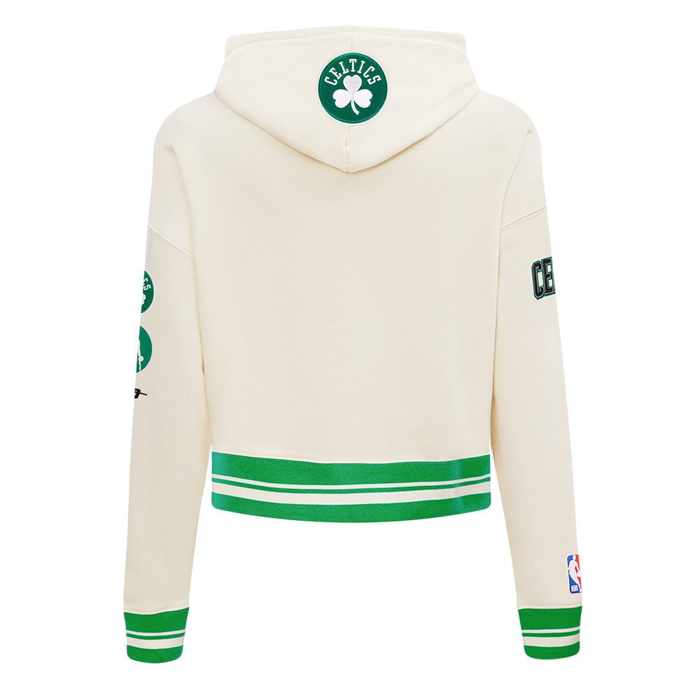 NBA BOSTON CELTICS RETRO CLASSICS CHANDAIL À CAPUCHON COURT POUR FEMME (COQUILLE D'ŒUF/VERT KELLY)