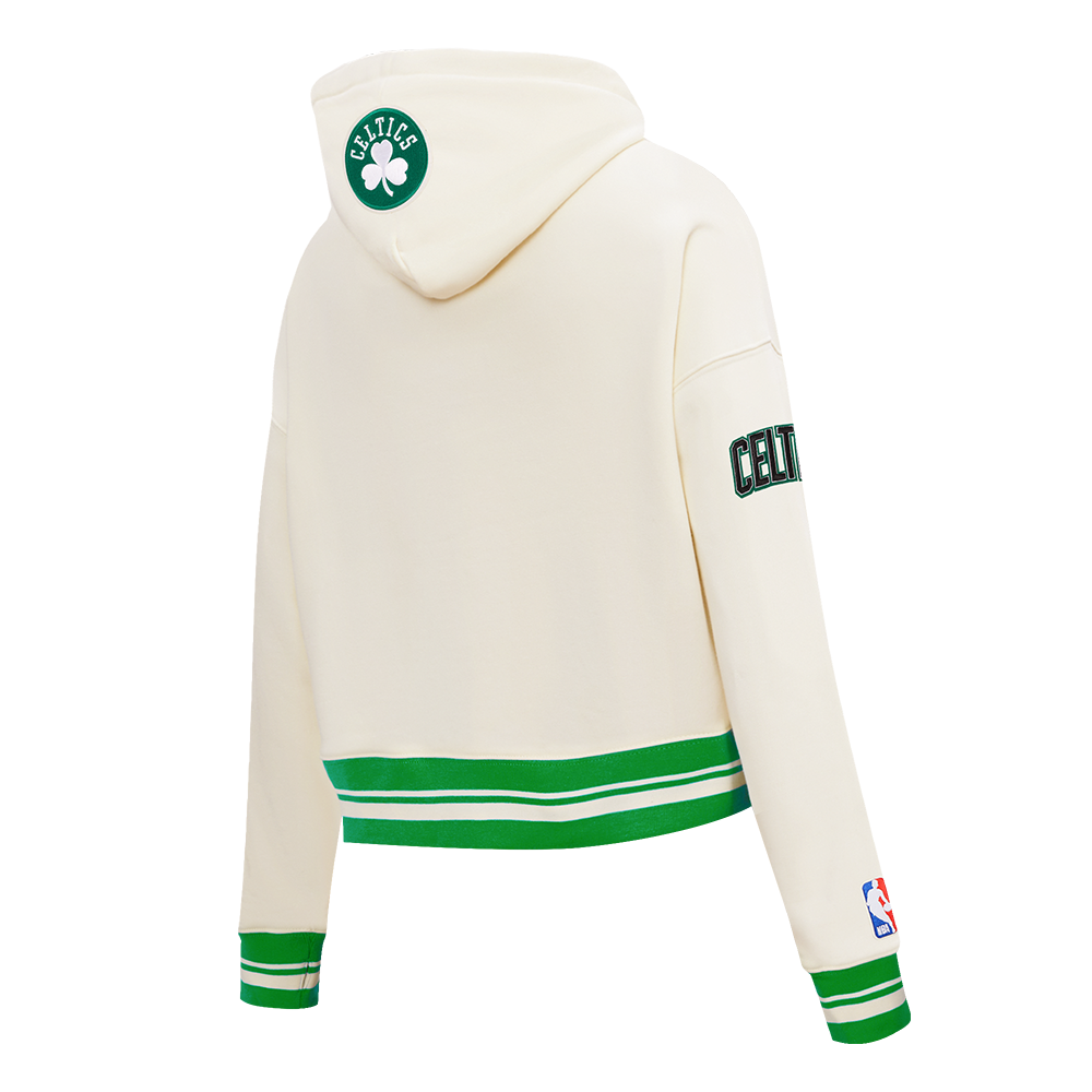 NBA BOSTON CELTICS RETRO CLASSICS CHANDAIL À CAPUCHON COURT POUR FEMME (COQUILLE D'ŒUF/VERT KELLY)
