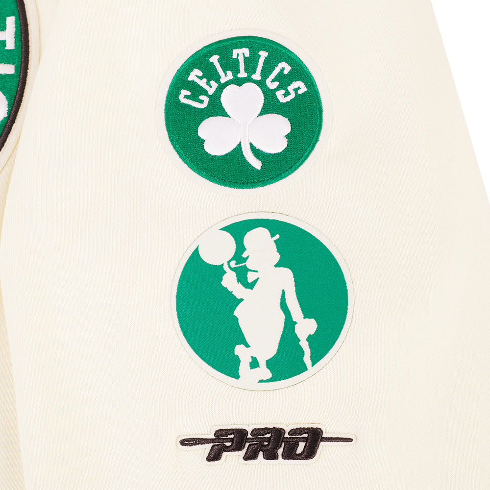 NBA BOSTON CELTICS RETRO CLASSICS CHANDAIL À CAPUCHON COURT POUR FEMME (COQUILLE D'ŒUF/VERT KELLY)