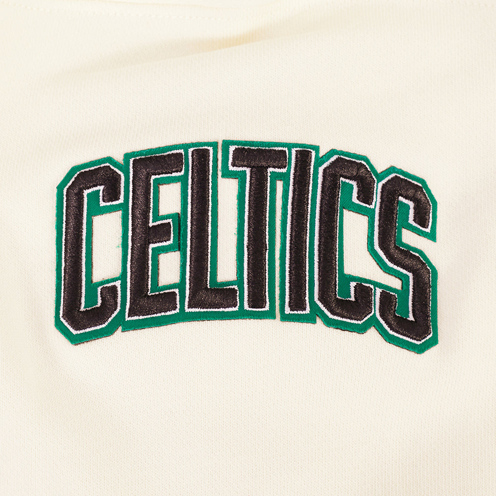 NBA BOSTON CELTICS RETRO CLASSICS CHANDAIL À CAPUCHON COURT POUR FEMME (COQUILLE D'ŒUF/VERT KELLY)