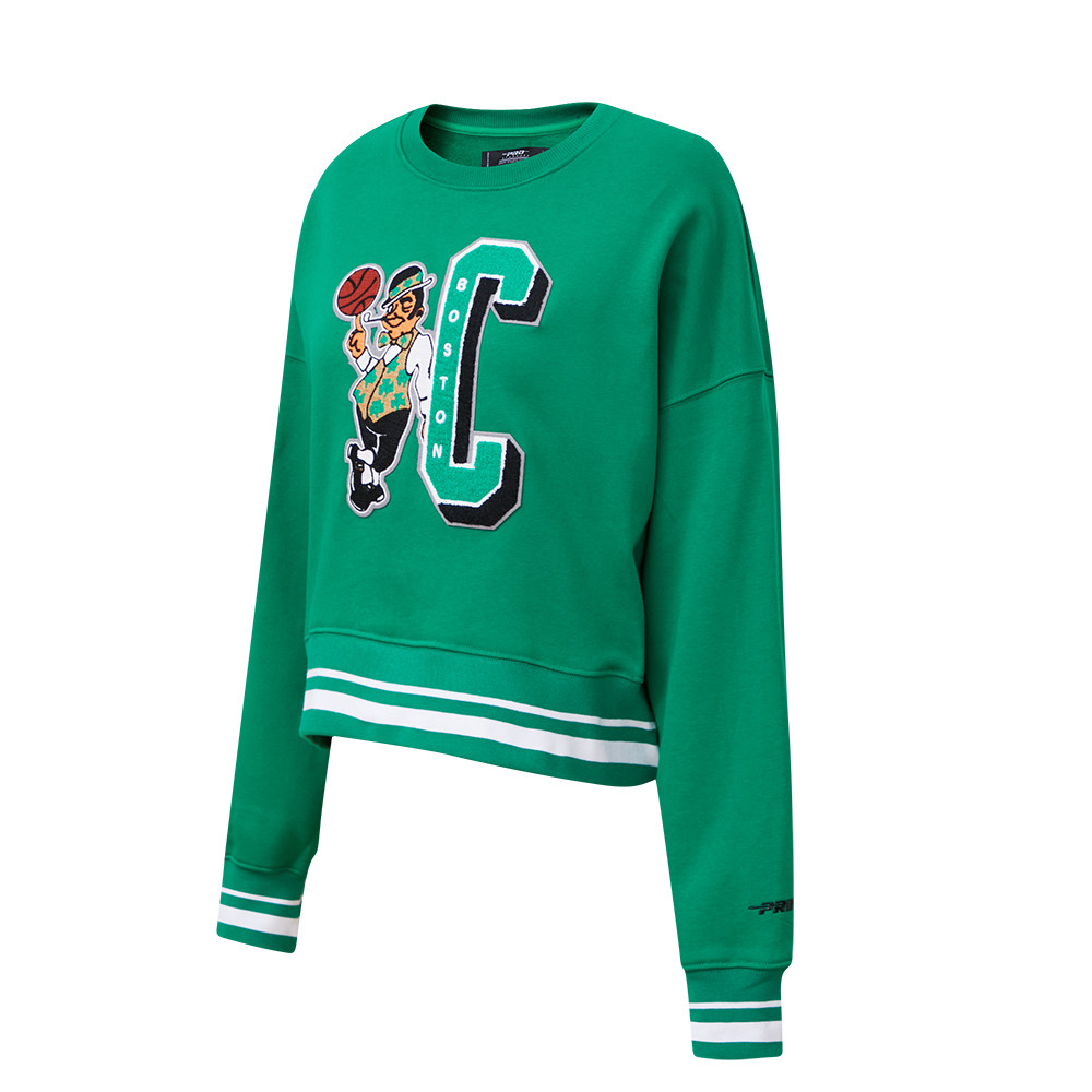 NBA BOSTON CELTICS MASHUP WOMEN'S RIB CREWNECK (KELLY GREEN)