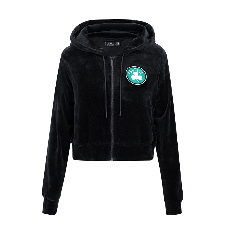 NBA BOSTON CELTICS CLASSIC CHANDAIL À CAPUCHON EN VELOURS À GLISSIÈRE POUR FEMME (NOIR)