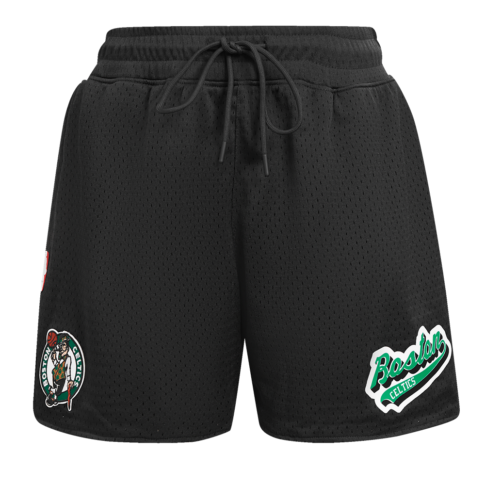 NBA BOSTON CELTICS SCRIPT TAIL WOMEN'S MESH SHORT (BLACK)