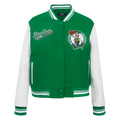 NBA BOSTON CELTICS SCRIPT TAIL WOMEN'S WOOL VARSITY JACKET (KELLY GREEN/ WHITE)