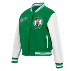 NBA BOSTON CELTICS SCRIPT TAIL WOMEN'S WOOL VARSITY JACKET (KELLY GREEN/ WHITE)