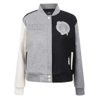 NBA BOSTON CELTICS REVERSE FRENCH TERRY WOMEN'S WOOL VARSITY JACKET (BLACK/GRAY/EGGSHELL)