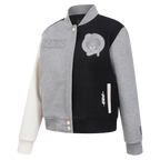 NBA BOSTON CELTICS REVERSE FRENCH TERRY WOMEN'S WOOL VARSITY JACKET (BLACK/GRAY/EGGSHELL)