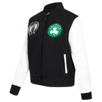 NBA BOSTON CELTICS CLASSIC BLOUSON COLLÉGIAL EN LAINE POUR FEMME (NOIR/BLANC)