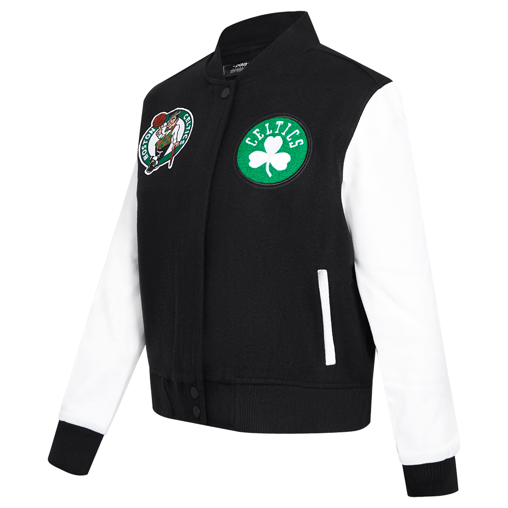 NBA BOSTON CELTICS CLASSIC BLOUSON COLLÉGIAL EN LAINE POUR FEMME (NOIR/BLANC)