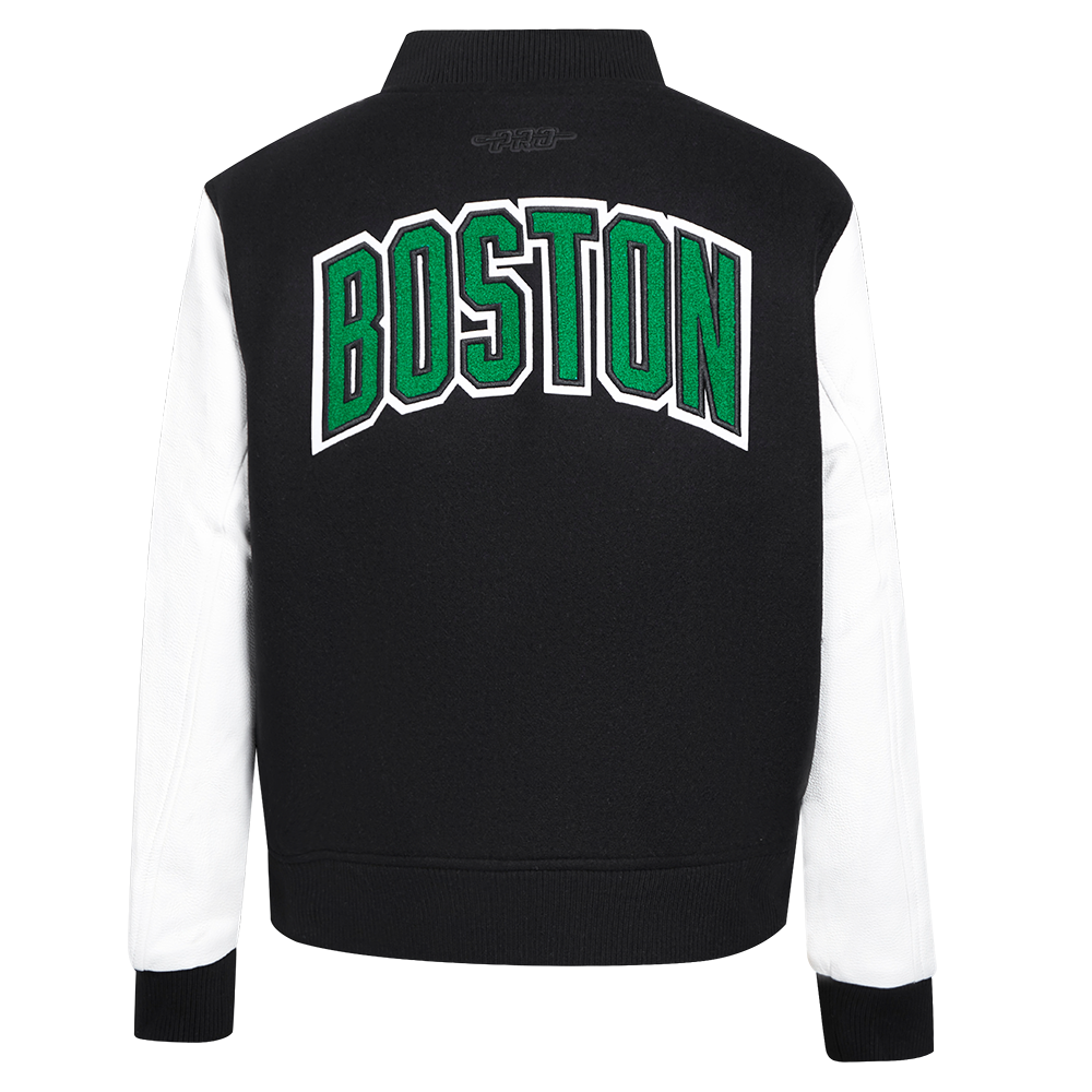 NBA BOSTON CELTICS CLASSIC BLOUSON COLLÉGIAL EN LAINE POUR FEMME (NOIR/BLANC)
