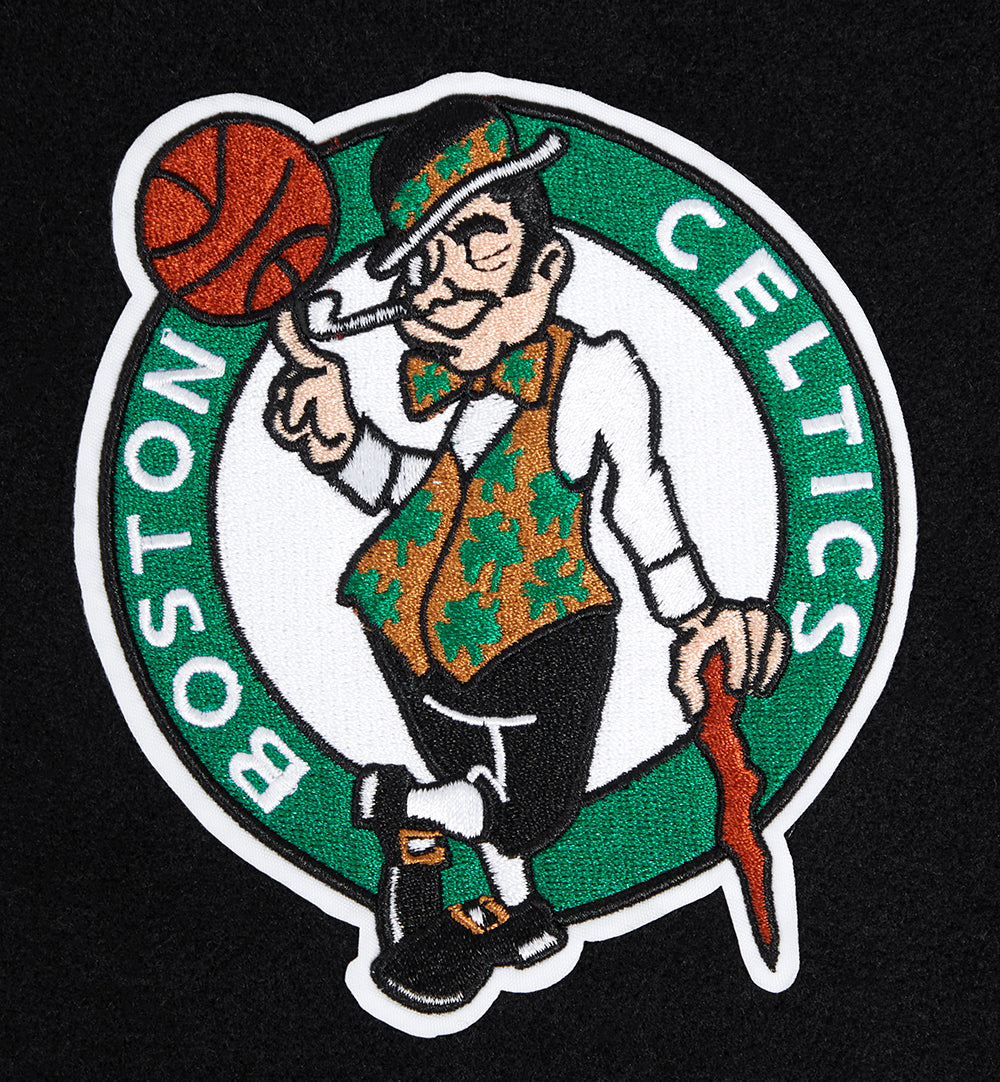 NBA BOSTON CELTICS CLASSIC BLOUSON COLLÉGIAL EN LAINE POUR FEMME (NOIR/BLANC)