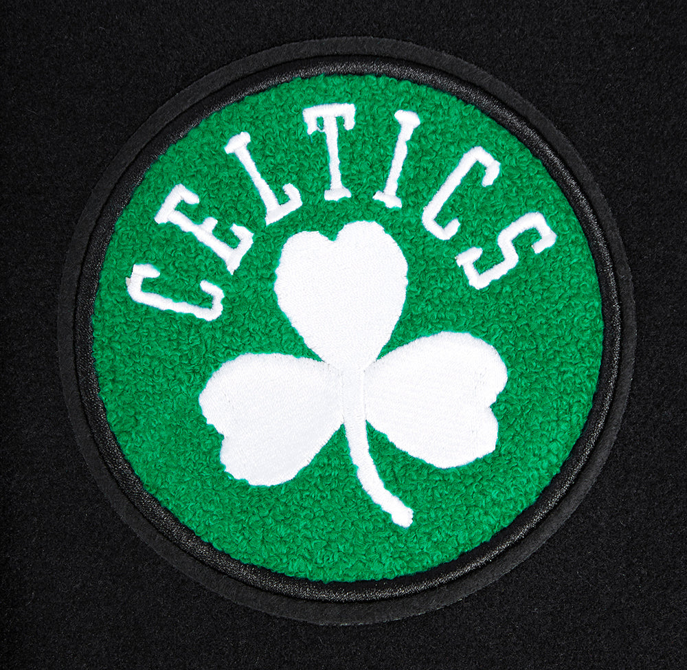 NBA BOSTON CELTICS CLASSIC BLOUSON COLLÉGIAL EN LAINE POUR FEMME (NOIR/BLANC)