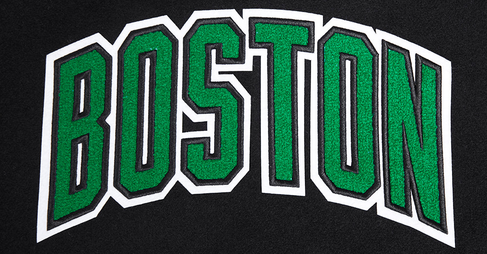 NBA BOSTON CELTICS CLASSIC BLOUSON COLLÉGIAL EN LAINE POUR FEMME (NOIR/BLANC)