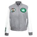 NBA BOSTON CELTICS CLASSIC WOMEN'S WOOL VARSITY JACKET (HEATHER GREY/WHITE)