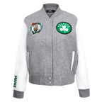 NBA BOSTON CELTICS CLASSIC WOMEN'S WOOL VARSITY JACKET (HEATHER GREY/WHITE)
