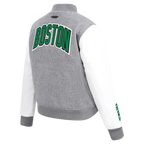 NBA BOSTON CELTICS CLASSIC WOMEN'S WOOL VARSITY JACKET (HEATHER GREY/WHITE)