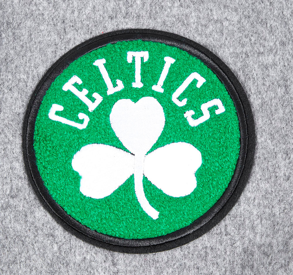 NBA BOSTON CELTICS CLASSIC WOMEN'S WOOL VARSITY JACKET (HEATHER GREY/WHITE)