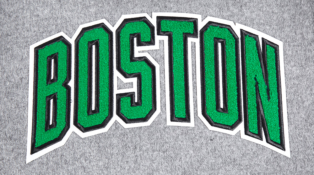 NBA BOSTON CELTICS CLASSIC WOMEN'S WOOL VARSITY JACKET (HEATHER GREY/WHITE)