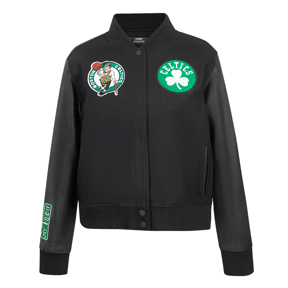 NBA BOSTON CELTICS CLASSIC BLOUSON COLLÉGIAL EN LAINE POUR FEMME (NOIR DE JAIS)