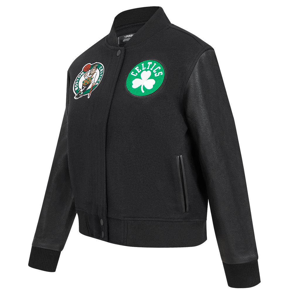 NBA BOSTON CELTICS CLASSIC WOOL WOMEN'S VARSITY JACKET (JET BLACK)