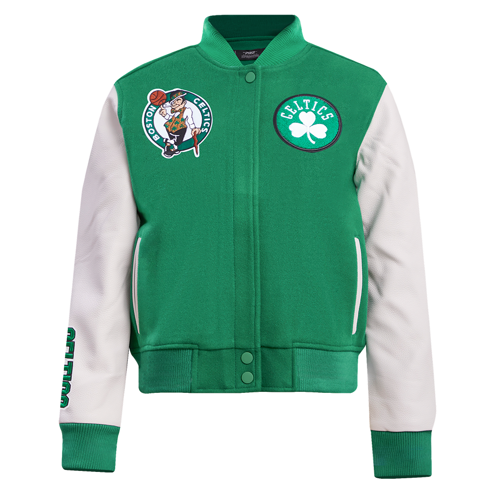 NBA BOSTON CELTICS CLASSIC BLOUSON COLLÉGIAL EN LAINE POUR FEMME (VERT KELLY/BLANC)