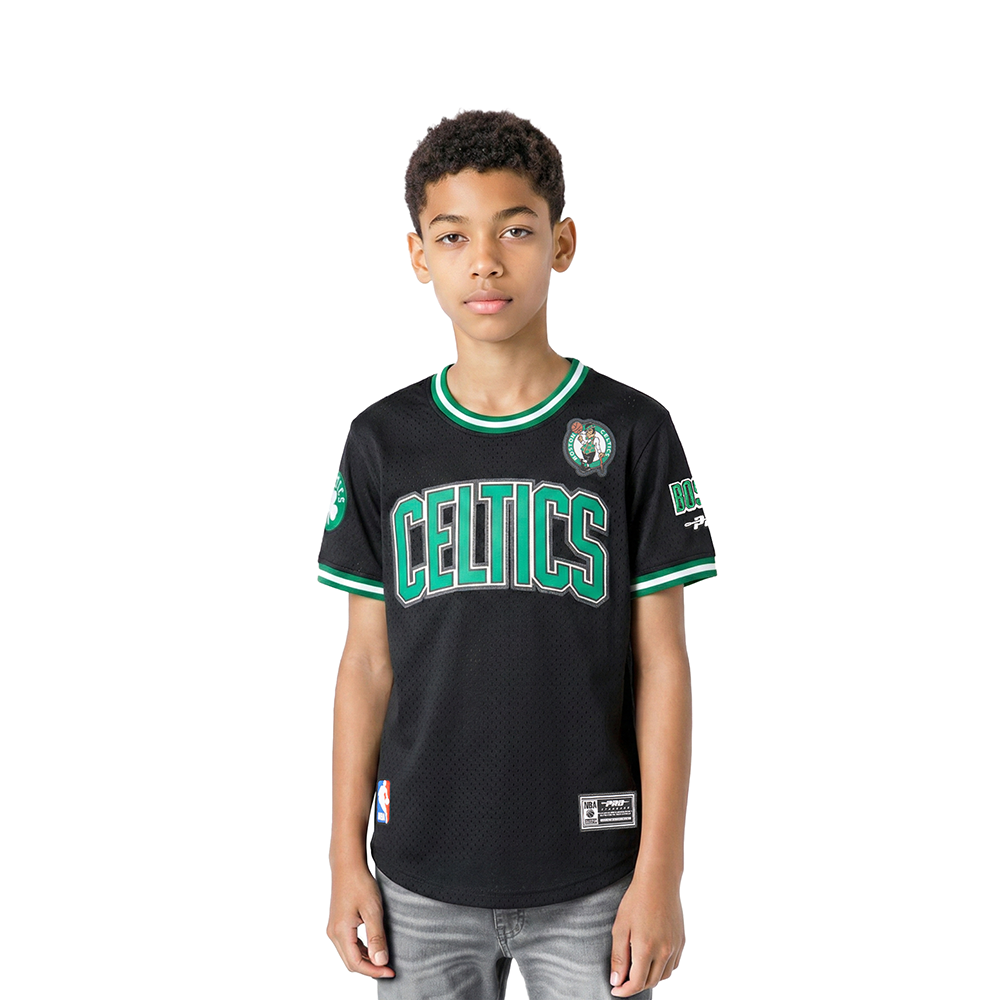 NBA BOSTON CELTICS CLASSIC T-SHIRT EN FILET À MANCHES COURTES POUR GARÇON ENFANT (NOIR)