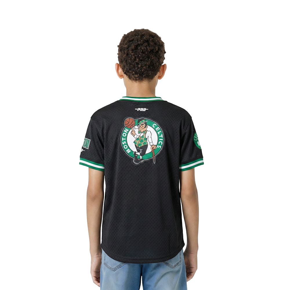 NBA BOSTON CELTICS CLASSIC T-SHIRT EN FILET À MANCHES COURTES POUR GARÇON ENFANT (NOIR)