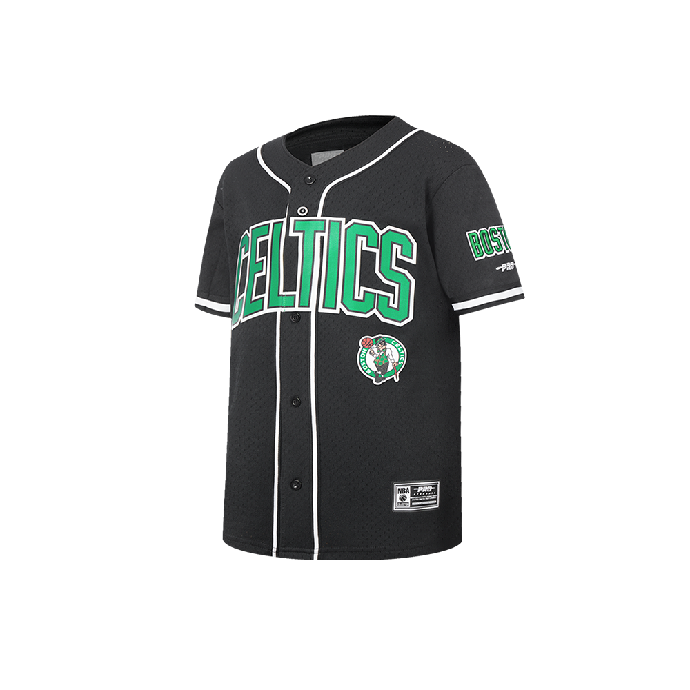 NBA BOSTON CELTICS CLASSIC LITTLE BOYS MESH BUTTON DOWN SHIRT (BLACK)