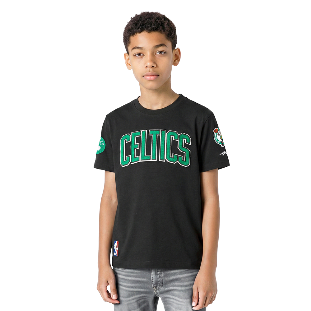 NBA BOSTON CELTICS CLASSIC T-SHIRT À MANCHES COURTES POUR GARÇON ENFANT (NOIR)
