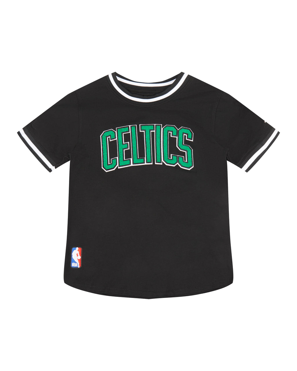 NBA BOSTON CELTICS CLASSIC T-SHIRT CÔTELÉ RAYÉ À MANCHES COURTES POUR GARÇON ENFANT (NOIR)