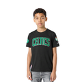 NBA BOSTON CELTICS CLASSIC T-SHIRT CÔTELÉ RAYÉ À MANCHES COURTES POUR GARÇON ENFANT (NOIR)
