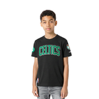 NBA BOSTON CELTICS CLASSIC T-SHIRT CÔTELÉ RAYÉ À MANCHES COURTES POUR GARÇON ENFANT (NOIR)