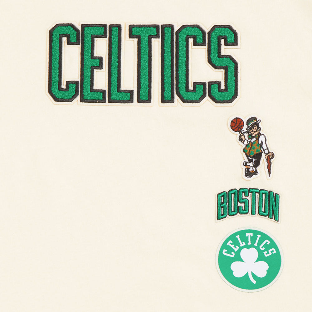 NBA BOSTON CELTICS RETRO CLASSIC T-SHIRT À BANDES À MANCHES COURTES POUR GARÇON ENFANT (COQUILLE D'ŒUF/VERT KELLY)