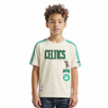 NBA BOSTON CELTICS RETRO CLASSIC T-SHIRT À BANDES À MANCHES COURTES POUR GARÇON ENFANT (COQUILLE D'ŒUF/VERT KELLY)