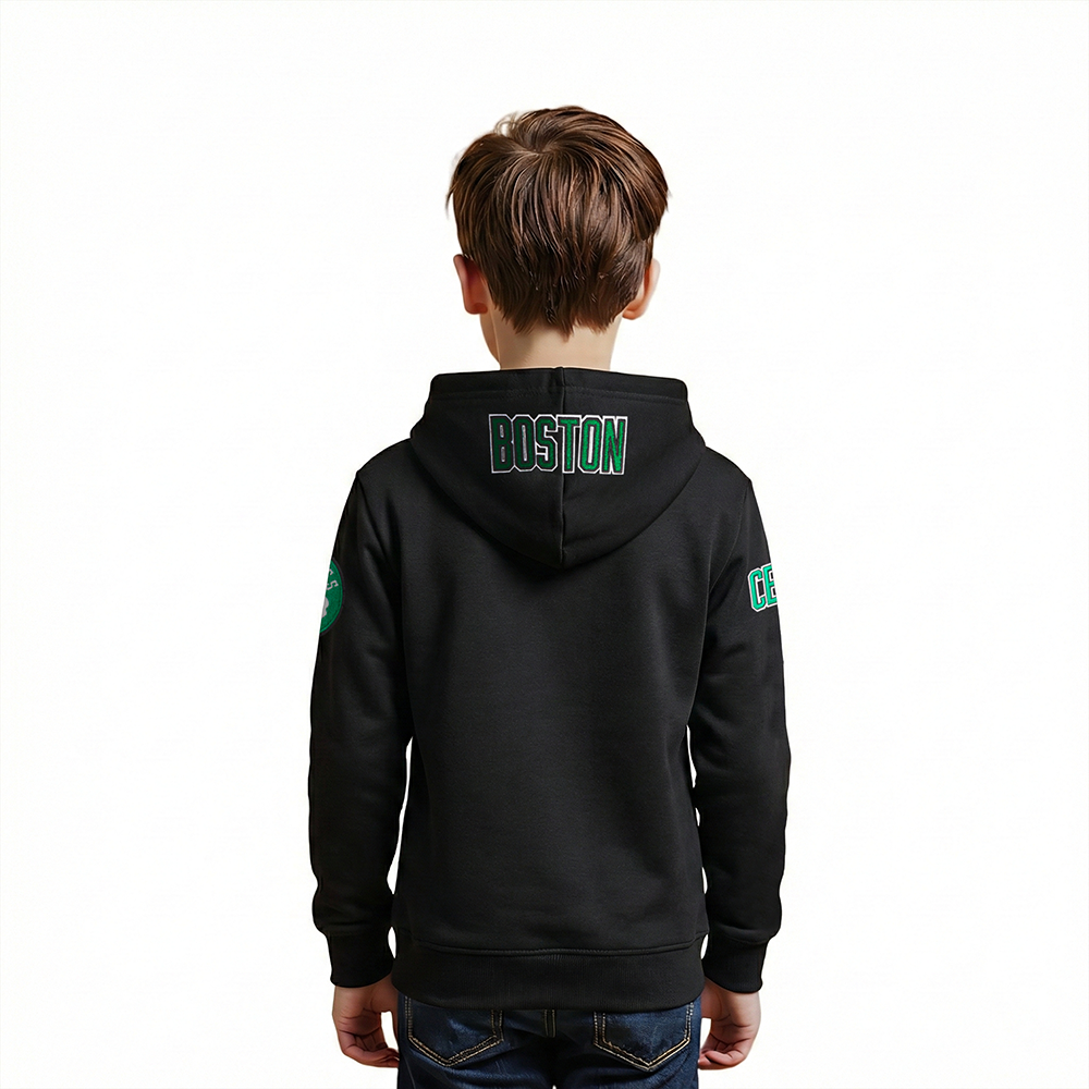 NBA BOSTON CELTICS CLASSIC LITTLE BOY'S FLEECE PULLOVER HOODIE (BLACK)